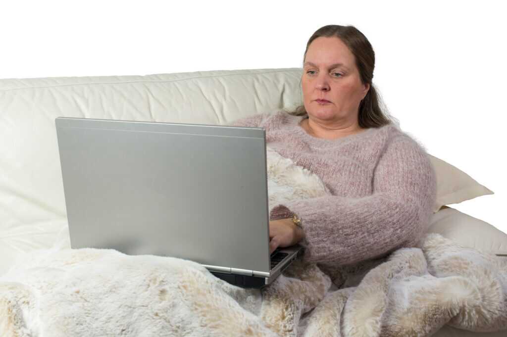 An obese women having online consultation for Saxenda